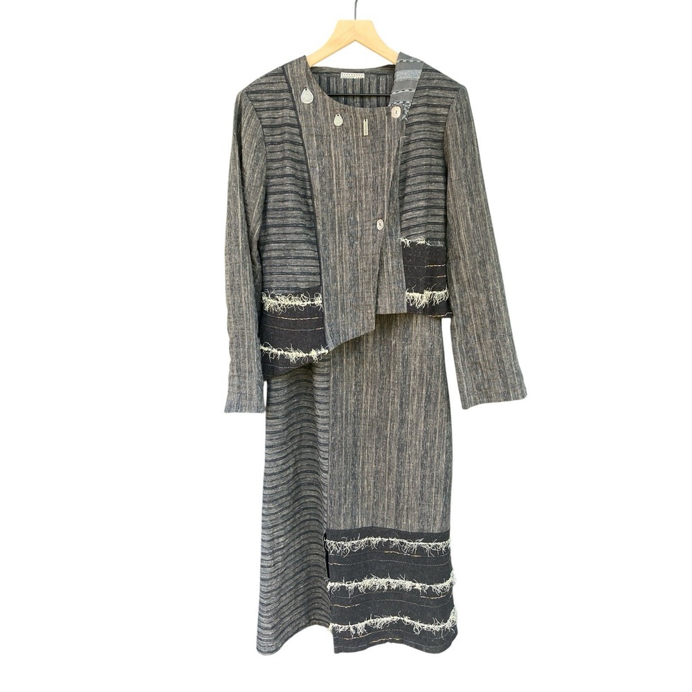Madame Zaza Marseille Vintage 2 Pc Set Dress Jacket Patchwork Lagenlook M